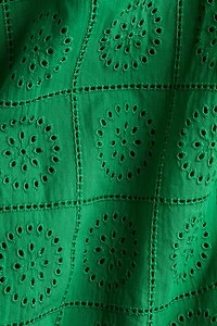 Eyelet-Embroidered Tie-Shoulder-Strap Dress