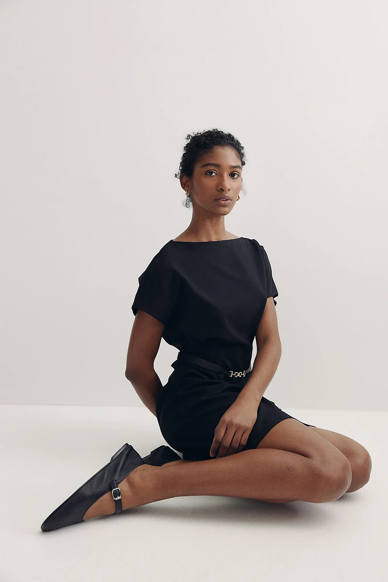 Belted Twill Dress