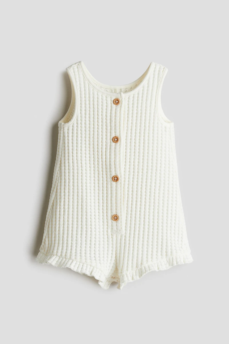 Waffle-Knit Romper Suit