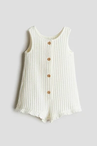 Waffle-Knit Romper Suit