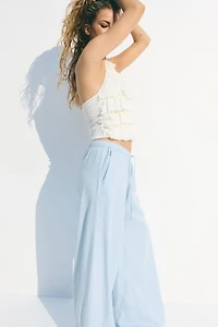 Linen-Blend Drawstring Pants