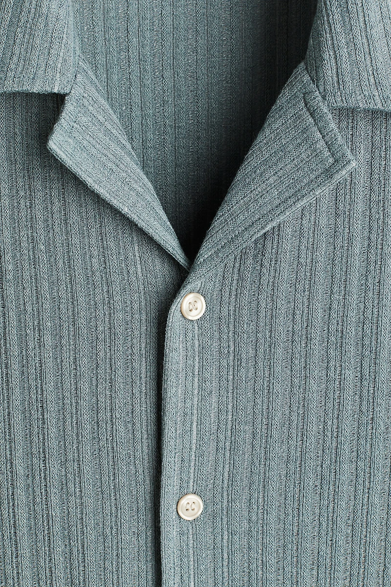 Loose-Fit Rib-Knit Resort Shirt