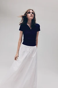 Ribbed Top with Collar