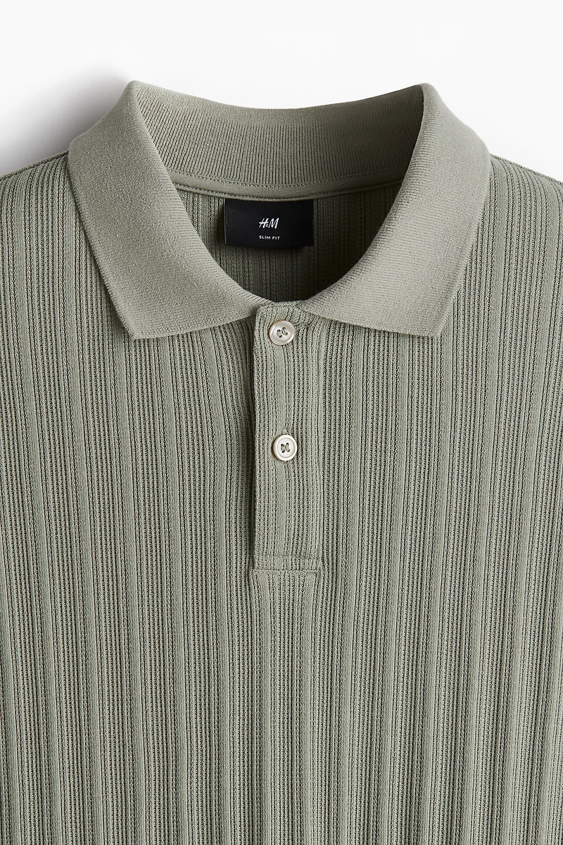 Slim-Fit Textured Jersey Polo Shirt