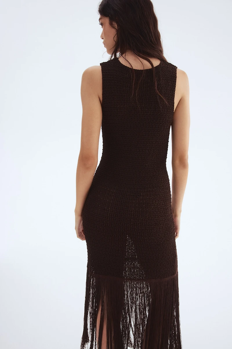 Fringe-Trimmed Knit Dress