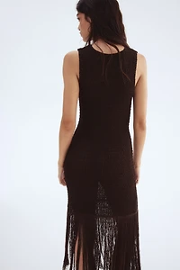 Fringe-Trimmed Knit Dress