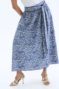 Tie-Detail Poplin Skirt