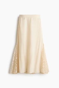 Viscose Skirt with Lace Panels