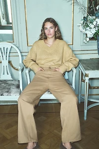 Pantalon en sergé à jambes tonneau