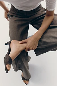 Kitten-Heeled Suede Mules