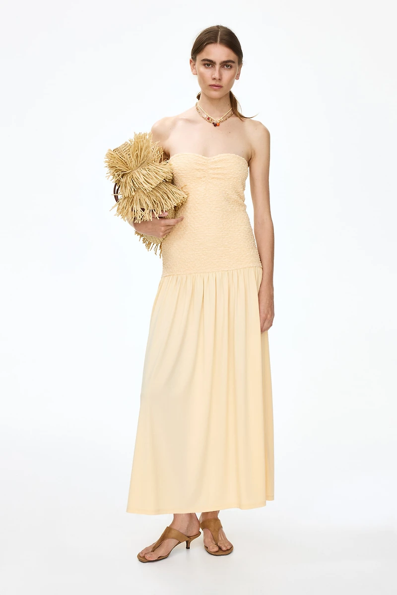 Smocked-Bodice Bandeau Dress