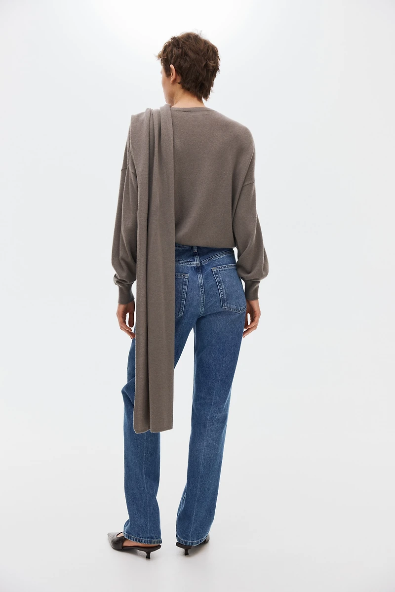 Cashmere-Blend Sweater with Scarf Detail