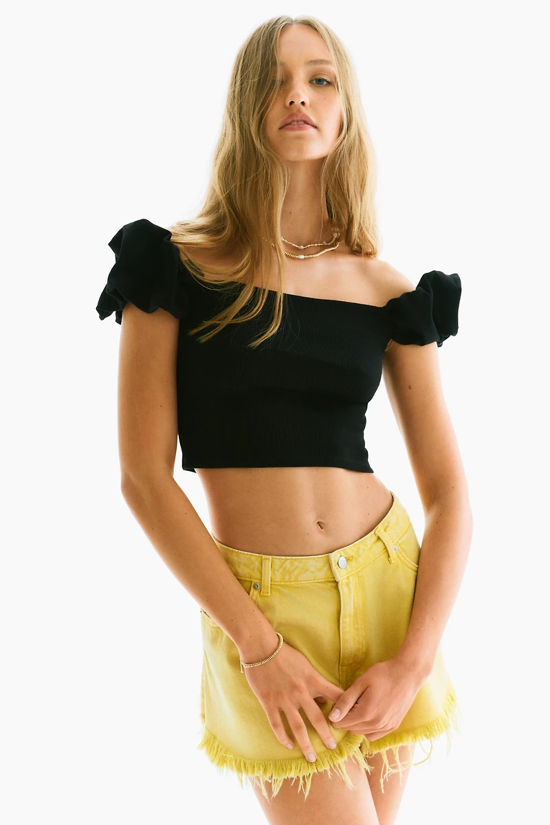 Puff-Sleeved Off-the-Shoulder Top