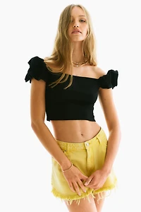 Puff-Sleeved Off-the-Shoulder Top