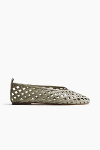 Braided-Look Leather Flats