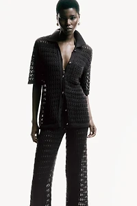 Crochet-Look Cotton Pants