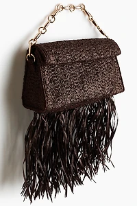 Straw Clutch Bag with Fringe