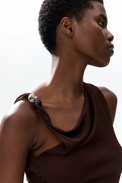 Beaded-Detail Draped Top