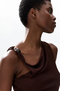 Beaded-Detail Draped Top