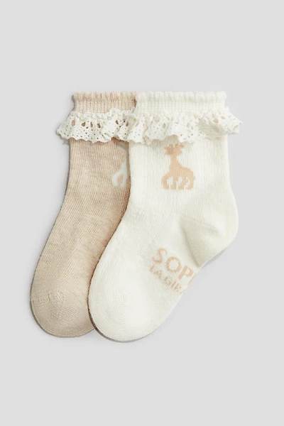 2-Pack Lace-Ruffled Socks