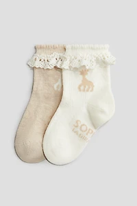 2-Pack Lace-Ruffled Socks