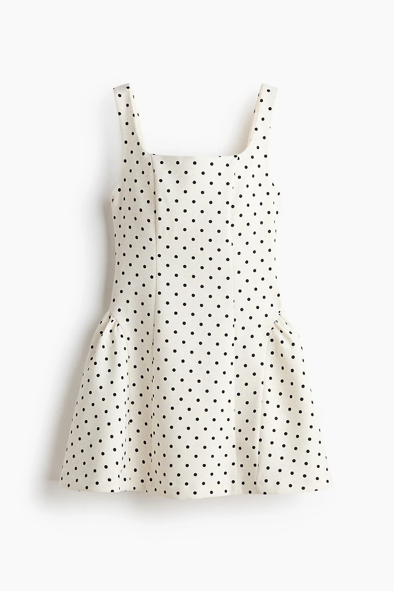 Square-Neck Dress with Flared Skirt
