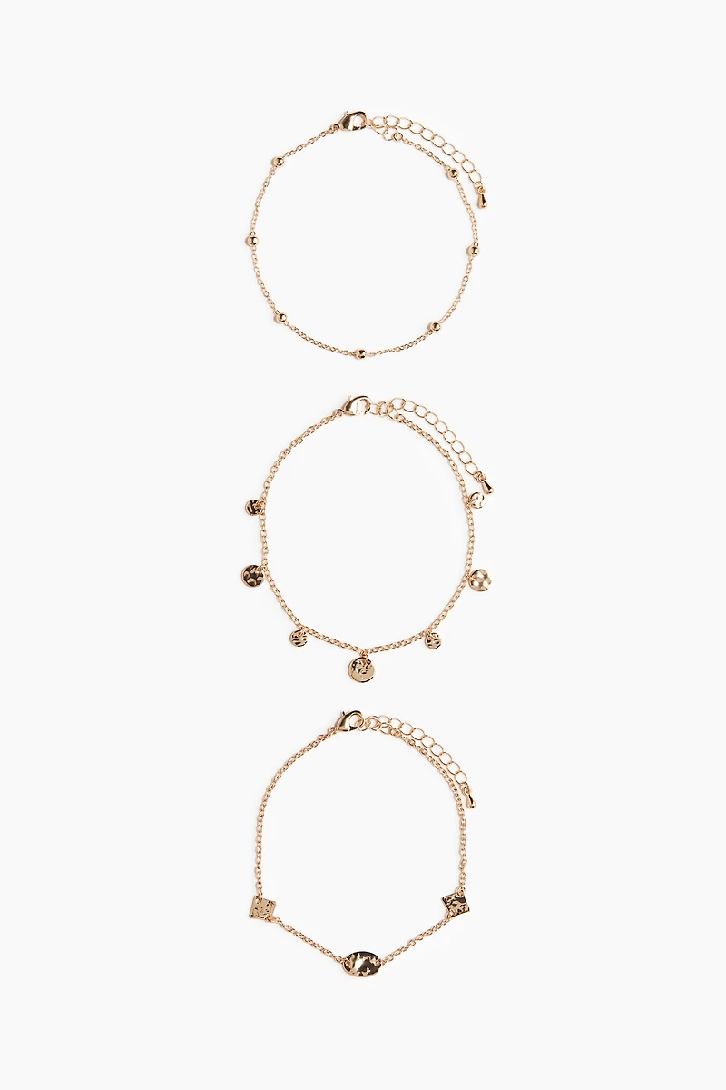 3-Pack Metal Anklets