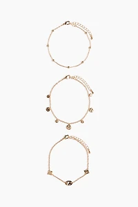 3-Pack Metal Anklets