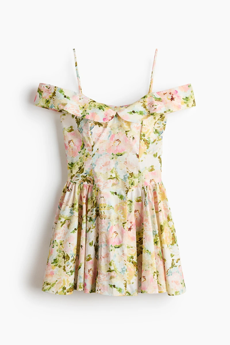 Robe avec épaules dénudées en popeline