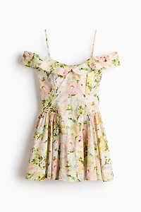 Robe avec épaules dénudées en popeline