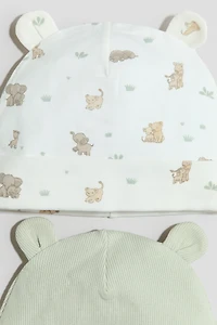 Lot de 2 bonnets côtelés avec oreilles