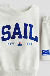 2-Piece Sweatshirt and Shorts Set with Motif