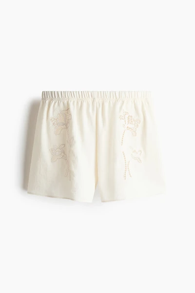 Shorts with Eyelet Embroidery