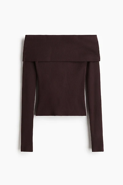 Rib-knit Off-the-shoulder Top