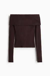 Rib-knit Off-the-shoulder Top