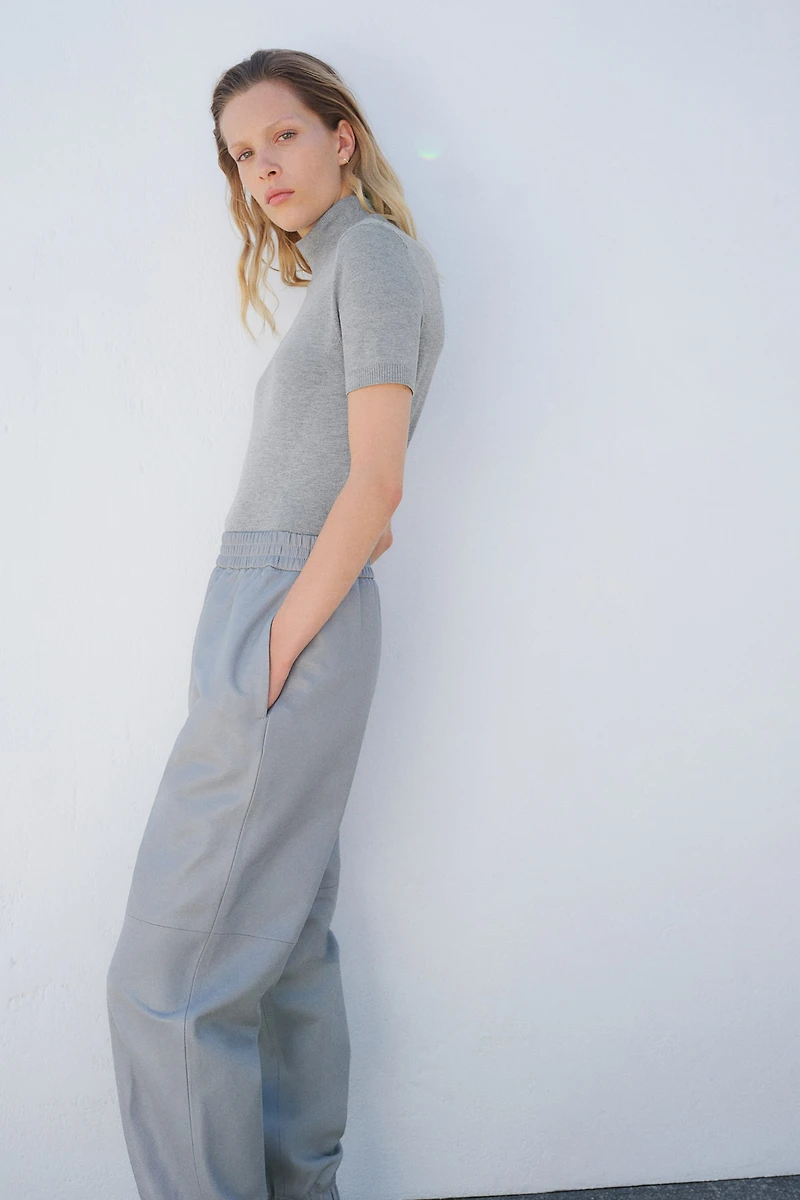Fine-Knit Turtleneck Top