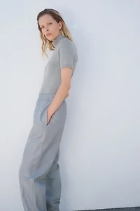 Fine-Knit Turtleneck Top
