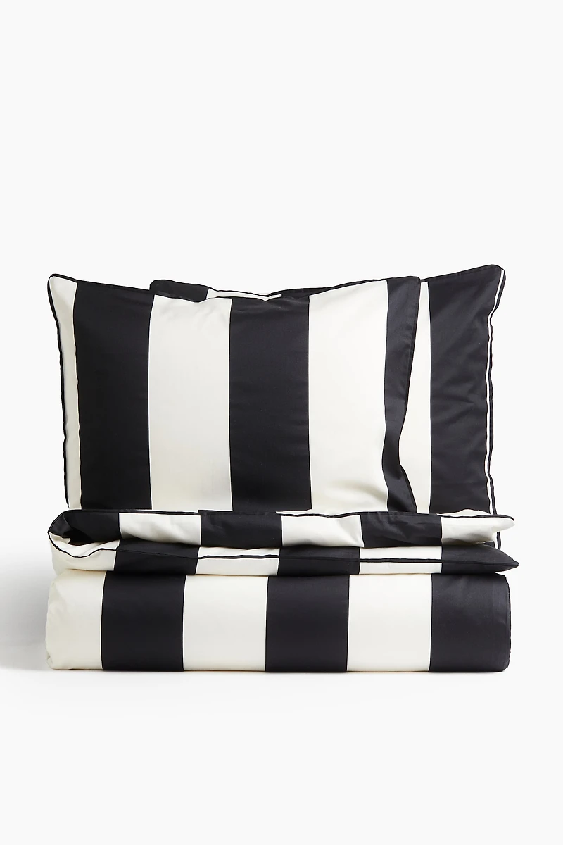 Housse de couette lit double en satinette coton