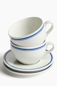 Lot de 2 tasses avec soucoupes en porcelaine