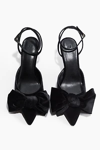 Bow-Detail Velour Pumps