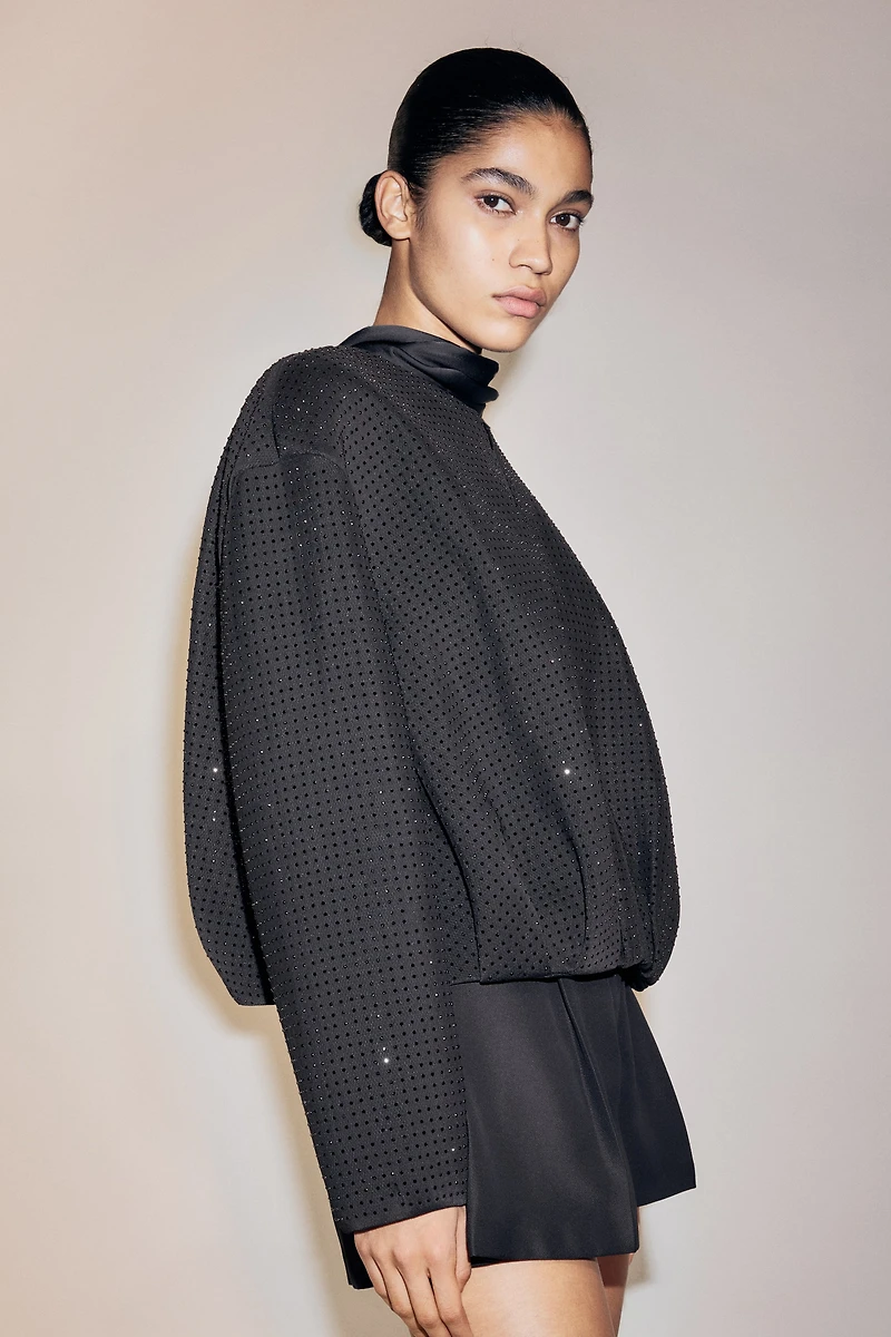 Rhinestone-embellished bomber jacket