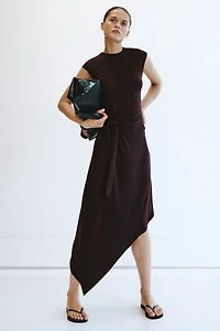 Asymmetric Tie-Detail Dress