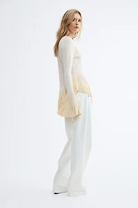 Flounced Pointelle-Knit Top