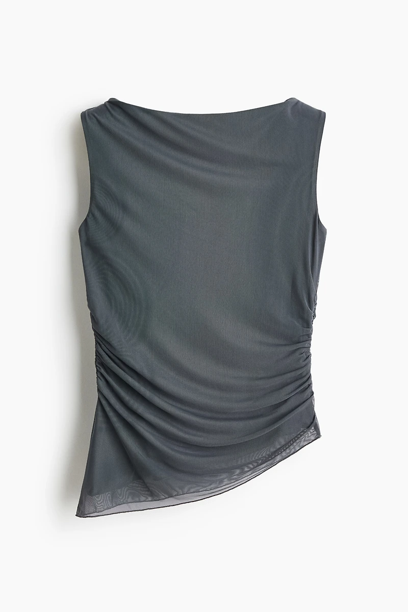 Haut sans manches en voile à effet drapé