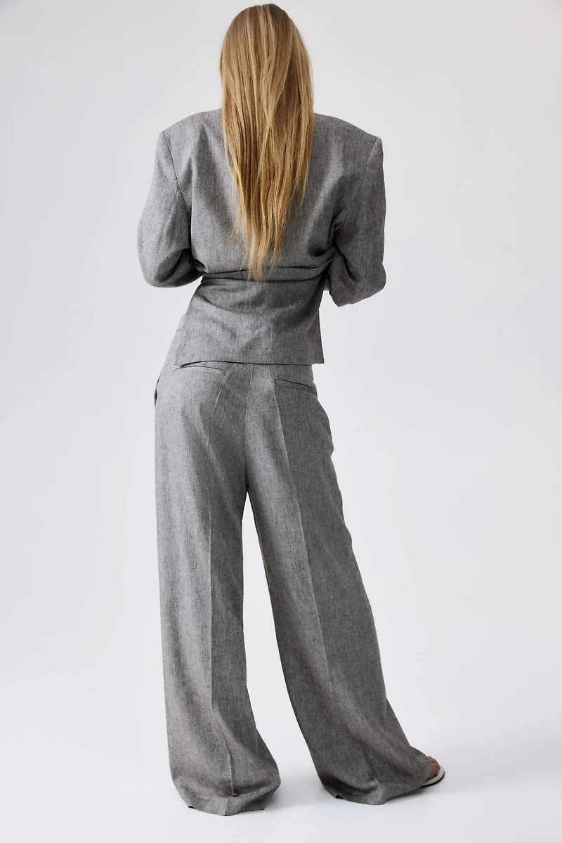 Wide-Leg Linen-Blend Pants