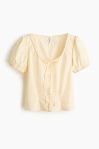 Puff-Sleeved Poplin Blouse