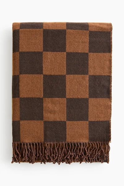 Checked Cotton-Blend Throw