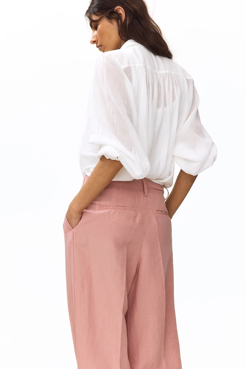 Tapered Linen-Blend Pants