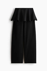 Skirt-Layered Barrel-Leg Pants
