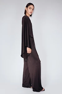 Tie-Belt One-Shoulder Jumpsuit